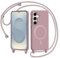 AOMYKE Coque Magnétique pour Samsung Galaxy S25 / Samsung Galaxy S24 avec Cordon, Compatible avec MagSafe Collier Étui Silicone avec Tour de Cou Lanière en Corde Souple TPU Antichoc Housse, Rose