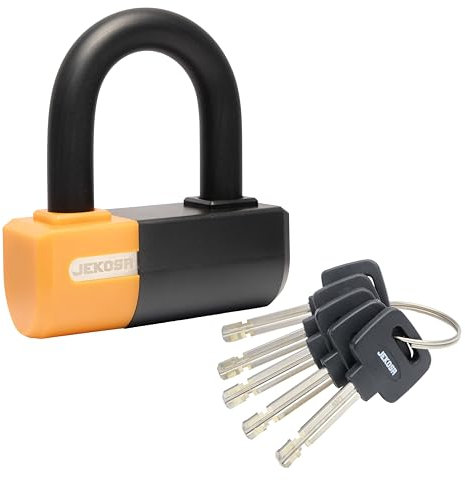 Jekosa® PBL110 Candado bici u de alta resistencia con 5 llaves - Arco de acero resistente a cortes de 18 mm - Resistente a la intemperie | Candados en U motocicletas, bicicletas