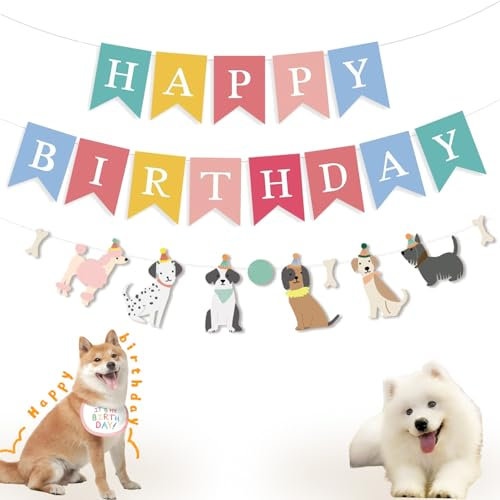 Acide Hund Geburtstagsfeier Dekorationa, Banner mit Hundemotiv, Happy Birthday Hintergrund, Geburtstag Banner für Haustier Geburtstag Party Supplies Dekorationen, Kinder Baby Hund Party Zubehör