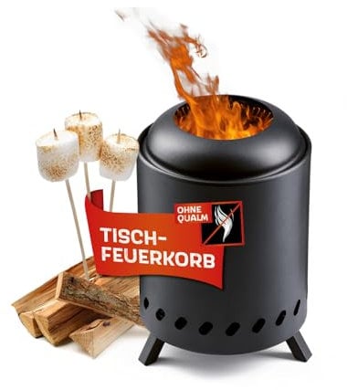 LANDMANN Feuerschale rauchfrei | Outdoor Feuerkorb | Feuertonne für Garten, Terrasse & Camping | klein & rund mit Ø 18 cm | Raucharme Holzverbrennung |Effiziente Luftzurikulation