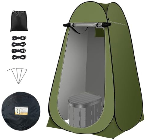 Tente de toilette pop-up - Abri de douche portable étanche pour l'extérieur - Avec toilettes pliables et sac poubelle - Convient pour le camping, la randonnée, la pêche, la plage et les pique-niques