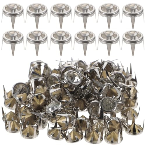 COHEALI 100 pièces Rivets Strass DIY pour Chaussures Vêtements Sacs Accessoires Argentés Fixation Facile