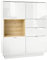 Vladon Highboard Sideboard Metro, Made in Germany, Korpus in Weiß Hochglanz/Fronten in Weiß Hochglanz mit Einsatz in Eiche Natur