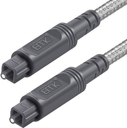 EMK Cavo audio ottico digitale Toslink, con rivestimento in nylon intrecciato, resistente e flessibile, cavo in fibra ottica Home Theater, soundbar, TV e altro 3Ft/1M
