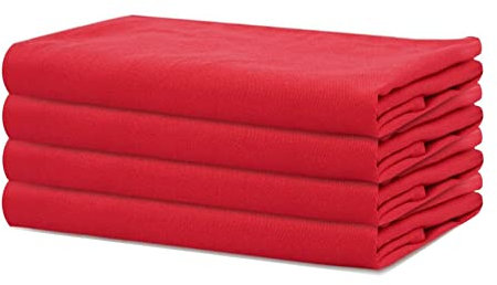 Sweet Needle – Packung mit 4 übergroßen Servietten aus 100% Baumwolle, 45 cm x 45 cm, Rot – Schwerer Stoff für den täglichen Gebrauch mit auf Gehrung geschnittenen Ecken