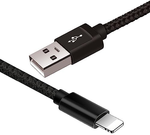 WORLD CONNECTERE iPhone Charger Cable, Cable iPhone Charger Braided Long iPhone Lead USB Fast Charging Cable for iPhone 14 13 12 11 Pro Max Mini XR XS X 8 7 6s 6 Plus 5s 5 SE 2020 (1 Meter, Black)