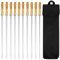Kichvoe 10PCS BBQ Skewers Kabob Skewers For Grilling，Metal Skewers Double Skewers Flat Skewers with Storage Bag For Outdoor Campfire