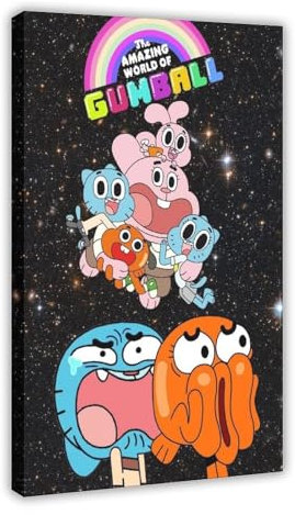 AAVEDA Anime The Amazing World of Gumball 8 Leinwandposter Schlafzimmer Dekor Sport Landschaft Büro Zimmer Dekor Geschenk Rahmenstil 60 x 90 cm