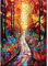 AIRDEA Ahornblatt Wald Buntglas Diamant Painting Bilder Kits, 5D Diamond Painting nach Zahlen Erwachsene, Full Diamant Bilder Stickerei Arts Craft Set für Wand Room Home Décor 30x40cm
