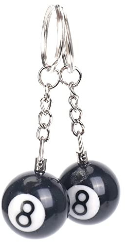 Priyyiu 2Pcs Porte Clef, Porte clés Boule de Billard Porte-cles Chanceux No. 8 Boules