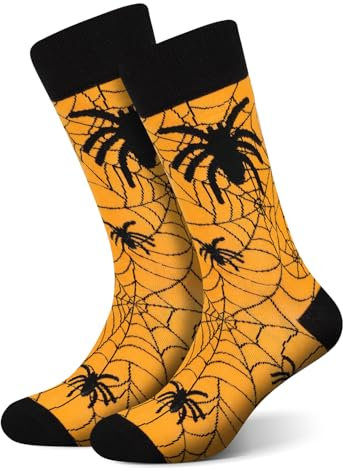 AGRIMONY Calze Halloween Ragno Ragnatele Uomo Donna Papà Ragazzi Divertenti - Fantasia Colorati Simpatici Particolari Strani Halloween Calzini Costume - Regali Halloween Originali Idee Regalo per Lui