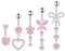 YSJCHEBS Pack De 5 Piercing De Nombril en Zirconium Rose, Barre D'Abdominoplastie Papillon, Anneau Suspendu, Ensemble De Piercing Abdominal