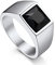 Bandmax Ringe Herren Siegelring Edelstahl Ring mit 8MM breit Stein Bandring Größe 72mm Verlobungsring Zirkonia Ring Schmuck Herren Accessoires