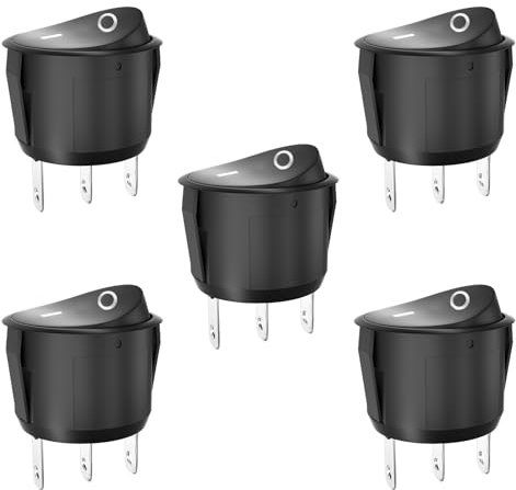 SCOOYUCK 5 Pièces Interrupteur à Bascule Rond, SPDT 23mm 3 Broches ON-ON, 12V 24V 125V 250V Interrupteur a Bascule, Pour Voiture Bateau Appareils Ménagers