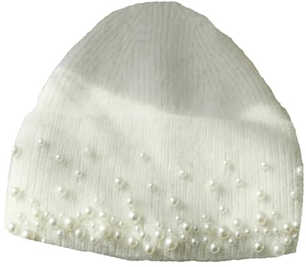 Vogrtcc Damen Classic Pearls White1 Angora Knit Beanies Mütze Outdoor Sport Warm Kalt Wetter Winter Thermo Schnee Ski Caps, weiß1, Einheitsgröße