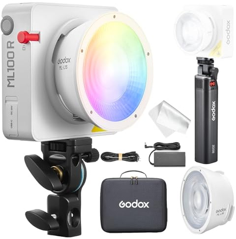 Godox ML100R Kit3 Full-Color RGB Led Video Light with BG-02 Battery Grip Charger