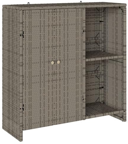 vidaXL Badschrank mit Speicher mit Tür Grau 100 x 36 x 102 cm Rattan, Wohnzimmeraufbewahrung, stilvoller Rattan-Schrank, praktisches Möbel für saubere Ordnung zu Hause