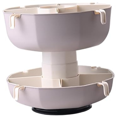 Hot Pot Draining Platter 2 Tier Draining Basket for Nut Picnic Parties Gray White