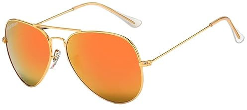 iceBoo Pilot Style Sunglasses Mens Womens - UV400 Protection, Orange Outer CAT.3 Lens, Gold Colour Metal Frame - Stylish & Durable Mens Sunglasses, Sunglasses Womens ((A2153))