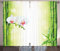 ABAKUHAUS Spa Rustikaler Gardine, Orchideen Bambuszweige, Schlafzimmer Kräuselband Vorhang mit Schlaufen und Haken, 280 x 245 cm, Grün Weiß