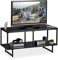 Relaxdays TV Lowboard MDF, 2 große Ablagen, extra Stauraum, Fernsehtisch modern, HxBxT: 50,5 x 110,5 x 45,5 cm, schwarz