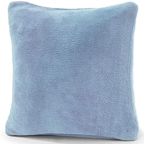 CelinaTex Xanio Dekokissen mit Innenkissen 80 x 80 cm hell blau Coral-Fleece Sofakissen Mikrofaser Kuschelkissen
