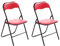 CLP 2er Set Klappstuhl Felix Gepolstert I Küchenstuhl Mit Metallgestell I Kunstleder PVC Sitz Gepolstert I Stühle Klappbar I Campingstühle, Farbe:rot/schwarz