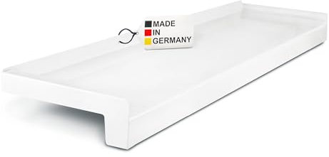 TJ Fensterbank Außen I 50 mm x 800 mm I Weiß RAL 9016 I hochwertiges Aluminium Fensterbrett mit Seitenabschluss I pflegeleichter & langlebiger Alu Fenstersims I pulverbeschichtete Außenfensterbank
