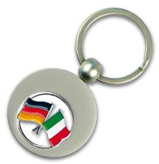 Yantec Schlüsselanhänger Deutschland - Italien mit Einkaufswagenchip, Deutschlandflagge Einkaufs-Chip für den Einkaufswagen aus Metall
