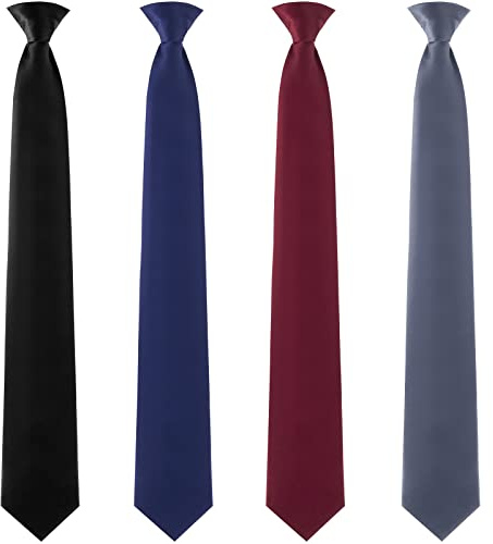 Bencailor Cravates à clipser pour homme - 2 pièces - Couleur unie - Cravate à clipser pour homme - Cravate pré-nouée à boutons pour homme