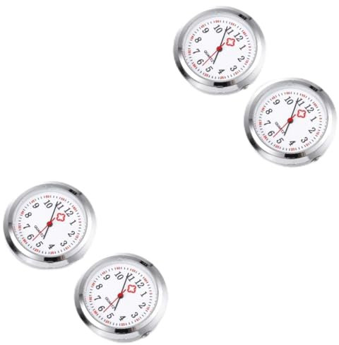 Mikikit 4 StüCk Kreative Quarz Taschenuhr Zifferblatt Praktische Krankenschwesteruhr DIY ZubehöR, Silber, 3x3x1cm, FüR Pflegepersonal Und ÄRzte