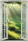 Wallario Poster - Sonnenstrahlen im Wald in Premiumqualität, Größe: 61 x 91,5 cm mit Fenster-Illusion (Maxiposter)