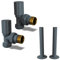 UK Radiators Round Anthracite Radiator Valves and Pipe Covers - Anthracite Matt Finish - Classy and Modern Design 1/2 x 15mm Angled Radiator Valves - Pair of Valves with 130mm Pipe Covers