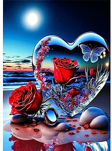 MXJSUA Liebesball Diamond Painting, 5D Diamant Painting Kits Bilder für Erwachsene, Rosen DIY Diamant Malerei Diamond Painting Kinder Bilder Set 30x40cm für Wanddekor