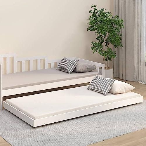 KTHLBRH Bed Frame Jugendbett Stauraumbett Massivholzbett Weiß 100x200 cm Kiefer