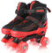 Rollschuhe für Mädchen Jungen Einstellbare Kinder Rollschuhe mit leuchtenden Rädern, Spaß Beleuchtung für Jungen Mädchen, Rollschuhe für Kinder (Black red, Large (36-40 EU))