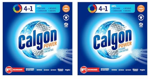CALGON Poudre 4en1 Anticalcaire Nettoyant pour Lave-linge - 60 doses - 1,5kg (Lot de 2)