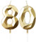 mciskin Gold 80th Birthday Candles, 3D Number 80 Candles for Cake, Women Men 80th Birthday Decorations,Pearl Gold Candle Cake Topper Decorations for Birthday Party Weddings Anniversary Supplies