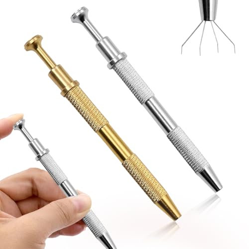 SULIUDAJI Pinzette Per Gioielli,Pinze Per Piercing Per Palline,2 Pezzi Pinza Per Piercing,Pinze Per Gioielli Professionali Lega Di Alluminio Anti, Per Creazione Gioglielli(Oro, Argento)
