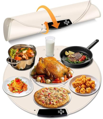 Bandeja calentadora portátil, Calentador de Alimentos Flexible y Plegable, Mantel Individual, Calentador de Alimentos eléctrico Plegable de Calentamiento rápido para bufés, restaurantes, Fiestas, CE