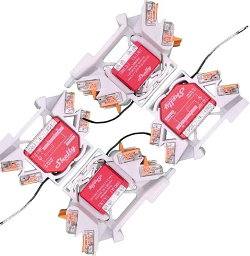 4 supporti per tastiera a pressione Shelly per 29 relè Shelly: Plus 1, 1 Mini Gen3, Plus 1PM, 1PM Mini Gen3, Plus 2PM, 2.5, RGBW 2, PM, 2.5, Plus i4, Dimmer 2, guida guida guida DIN