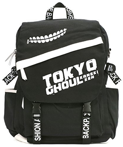 CoolChange großer Ken Kaneki Rucksack, Schwarzer Leinenrucksack für Anime Fans