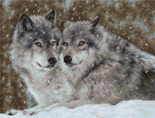 Luca-S B2291 Wölfe Kreuzstichset, Baumwolle, mehrfarbig, 27x20,5cm