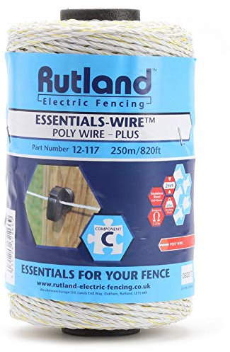 Rutland Essentials - Electric Fence Poly Wire Plus - 250 m - 6 x 0.16 mm Conductor - Resistance: 5.5 Ω/m - #12-117R