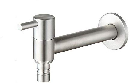 Wandmontierter Edelstahl-Wasserhahn Kaltwasser Waschtisch Armaturen Waschmaschine Garten Armaturen, Nickel gebürstet