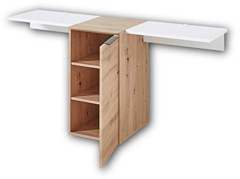 Stella Trading MEDIANA TV-Element in Artisan Eiche Optik, Weiß matt - praktischer TV-Aufsatz für das Low-Board - 159 x 75 x 50 cm (B/H/T)
