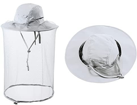 HunterBee Imkerhut Moskito Kopfnetz Hut Kopfnetz Hut Anti Moskito Netzhut Unisex-hellgrau