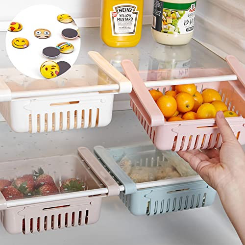 EYTXA Cassetto Frigorifero Set, Organizer Frigorifero Cassetti Per Frigorifero a Scomparsa Scatola Per Conservare il Frigorifero Mantieni il Frigorifero in Ordine.(Confezione da 4)