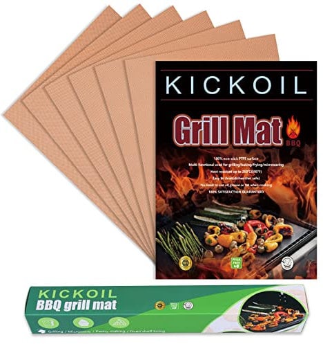 Grill Mats for Outdoor Grill Set of 6 BBQ Grill Mat Copper Grill Mat Heavy Duty Non Stick Grilling Sheet Reusable Easy to Clean-Electric Gas Charcoal Grill Outdoor Cooking Tools Accessories RV Camper