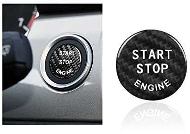 HIBEYO 1Stück Auto Start Stop Engine Knopf Aufkleber Passt für BMW F20 F21 F22 F23 F30 F31 F01 X1 F48 X3 F25 X4 F26 G30 G11 G12 Kohlefaser zündschlüssel Cover Reparatur SchalterSchutz Kappe-B Schwarz…